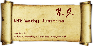 Némethy Jusztina névjegykártya